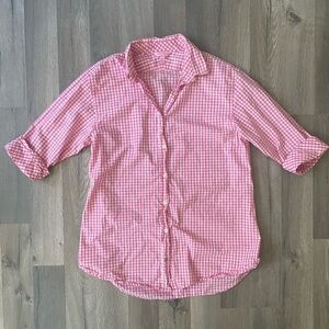 Lilly Pulitzer Pink and White Gingham Button Down Top Size M